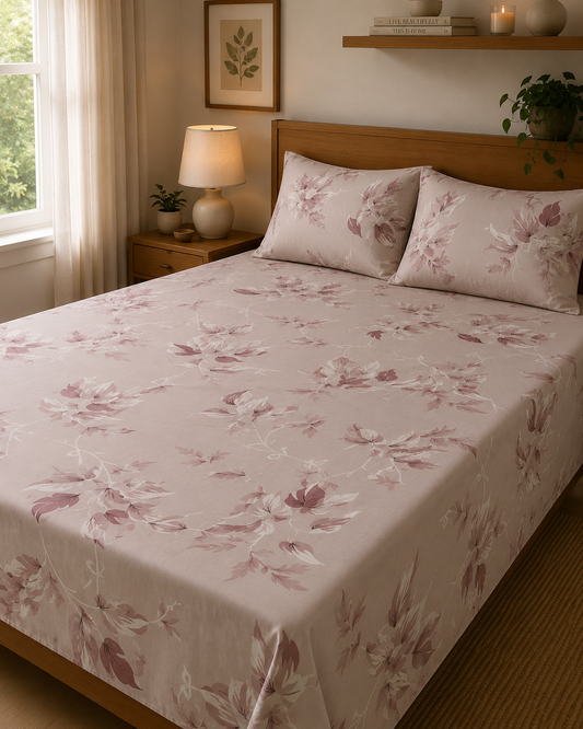 Blush Bloom | 100% Cotton | King Size Bedsheet