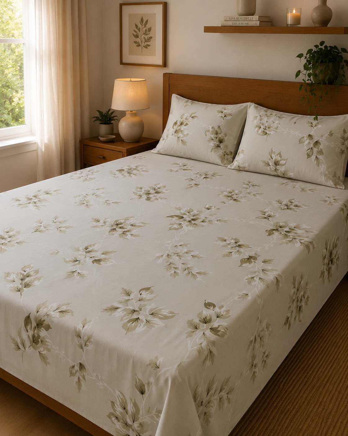 Blush Bloom | 100% Cotton | King Size Bedsheet