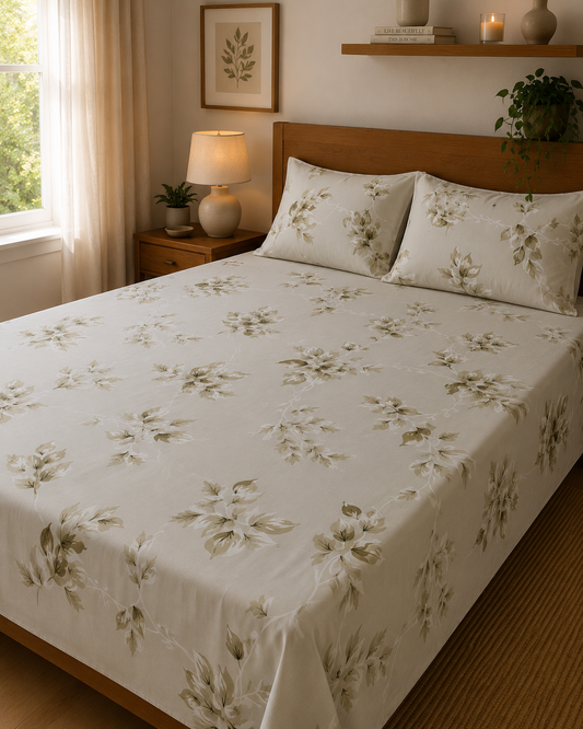 Blush Bloom | 100% Cotton | King Size Bedsheet