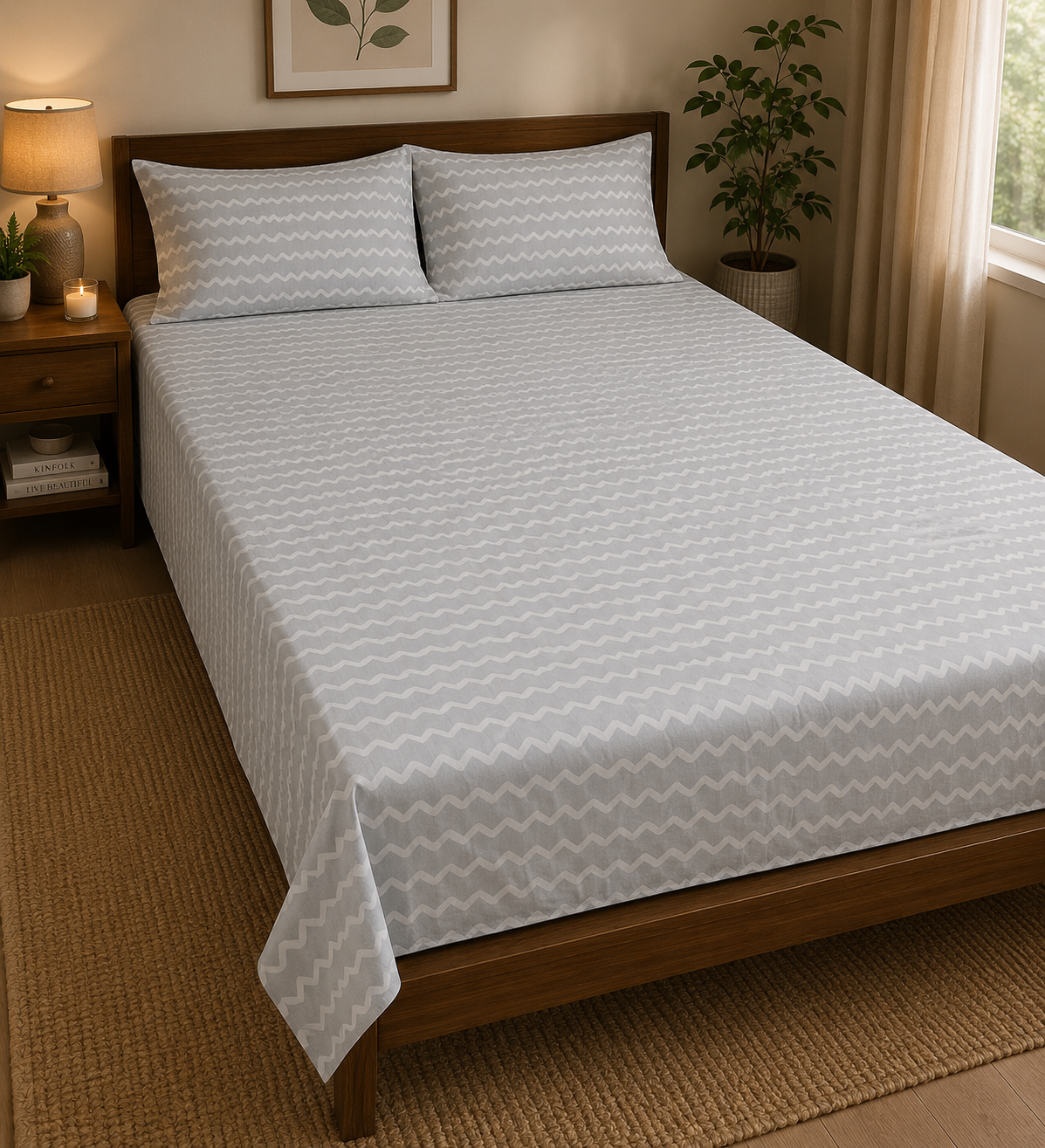 Silver Ripple | Cotton Mix | Queen Size