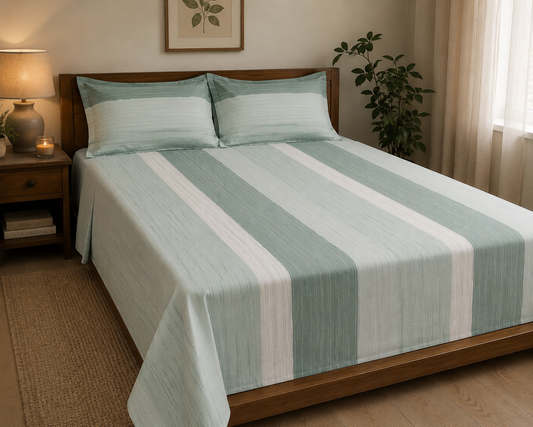 Mint Horizon Stripe | Glace Cotton | King Size
