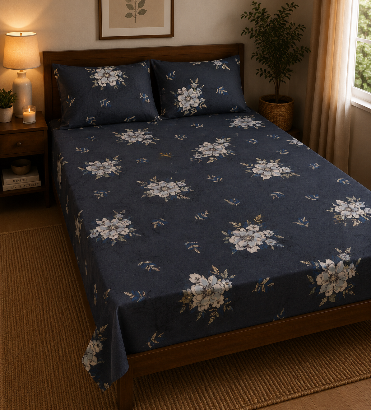 Midnight Magnolia | Cotton Mix | Queen Size