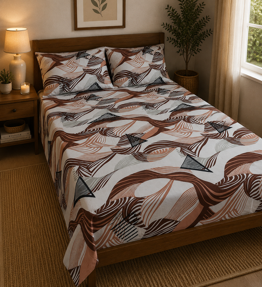 Terra Flow | Cotton Mix | Queen Size Bedsheet
