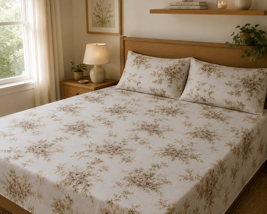 Vintage Bloom | 100% Cotton | Queen Size Bedsheet